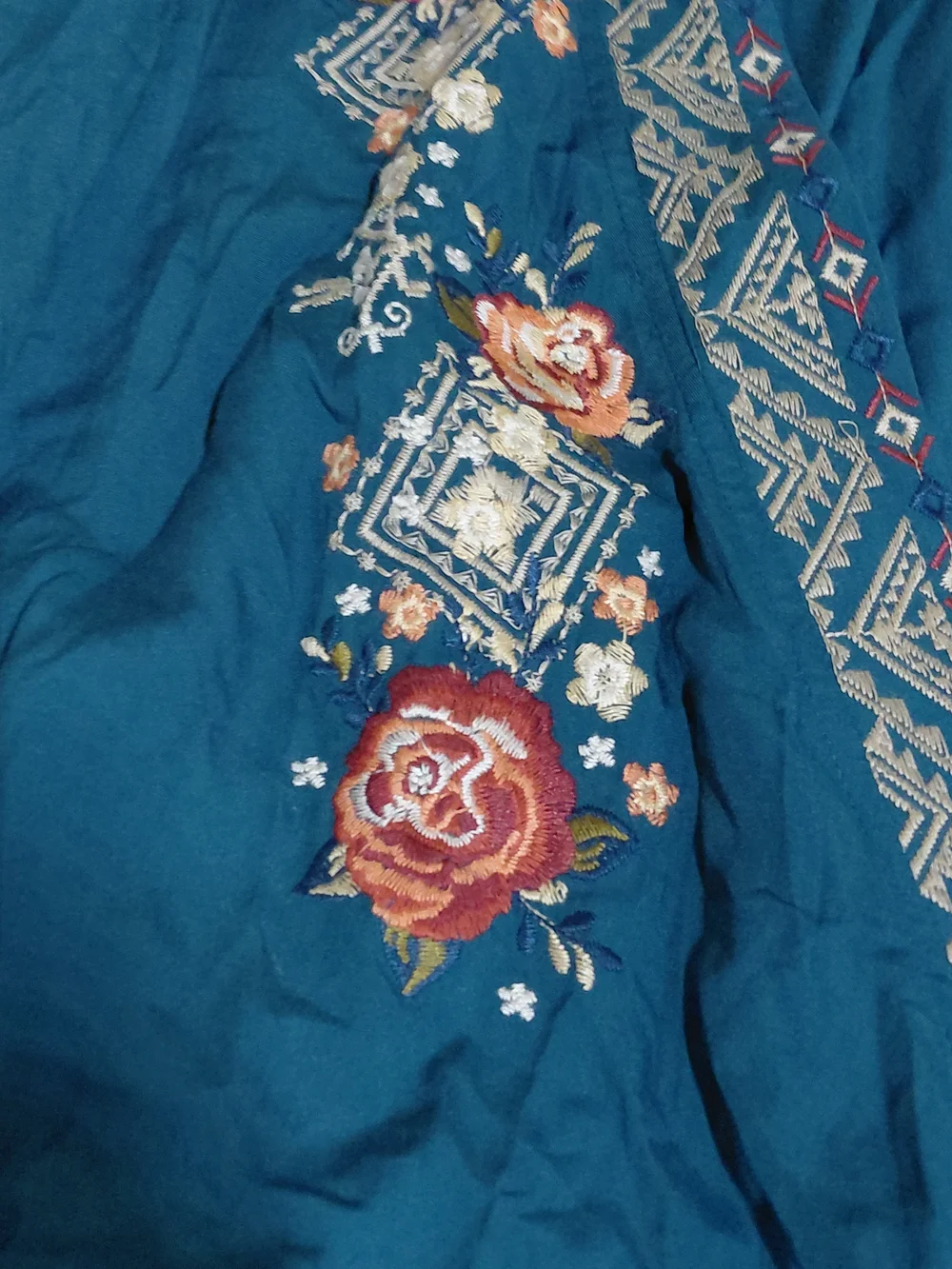 Savanna Jane Teal Embroidered Floral Kimono Robe #B37